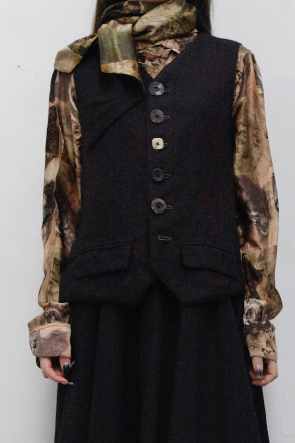 Geoffrey B. Small cashmere full lining vest and scarf GJ02 multi -color black 5